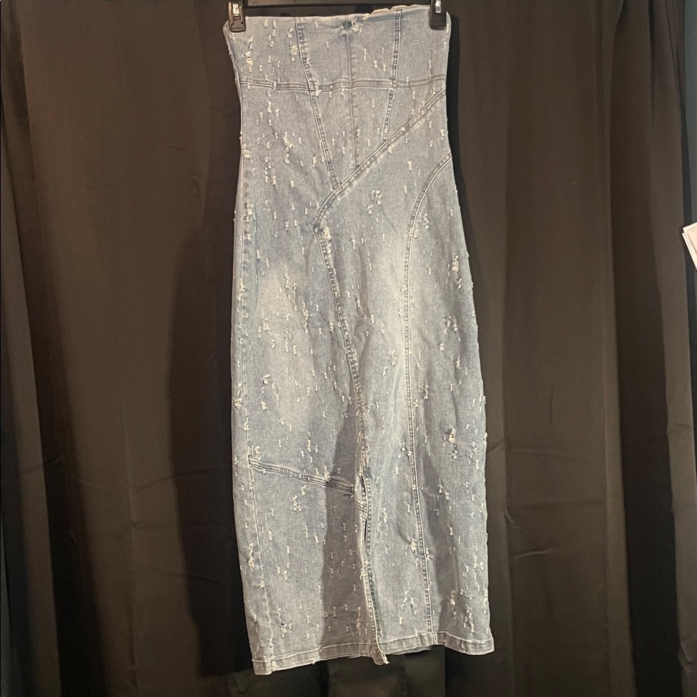 Fashion Nova Light Blue Denim Skirt